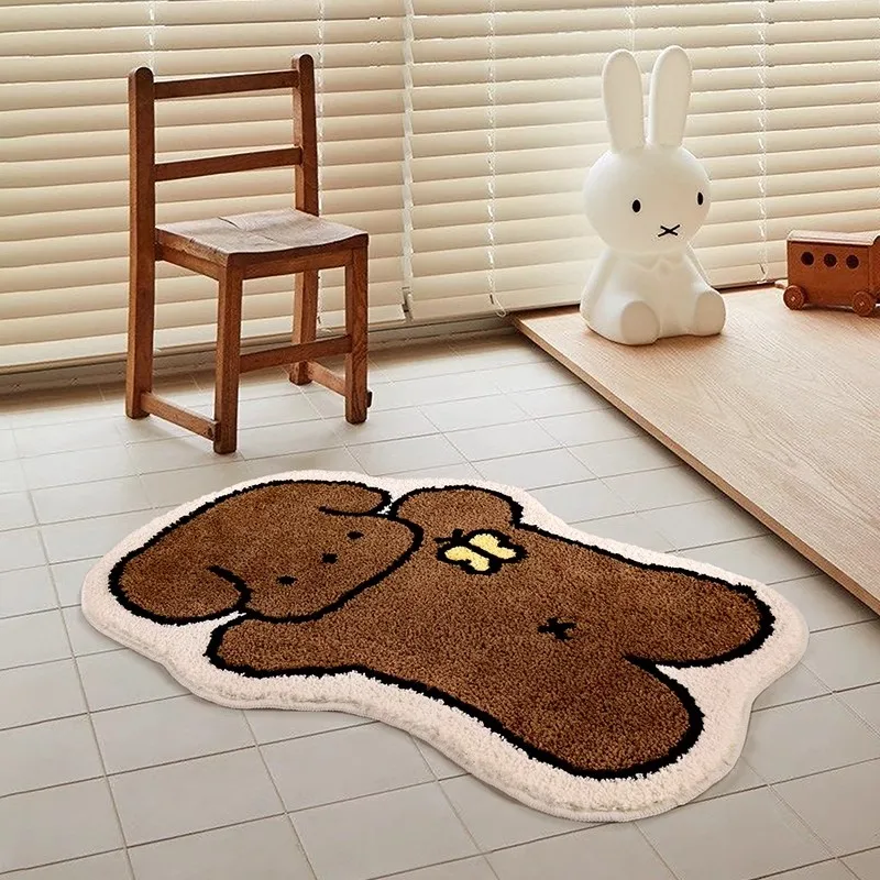 

Cute Bear Tufting Bedroom Rug Cartoon Kids Room Bathroom Mat Bathmat Carpet Doormat Floor Anti Slip Pad Aesthetic Home Decor