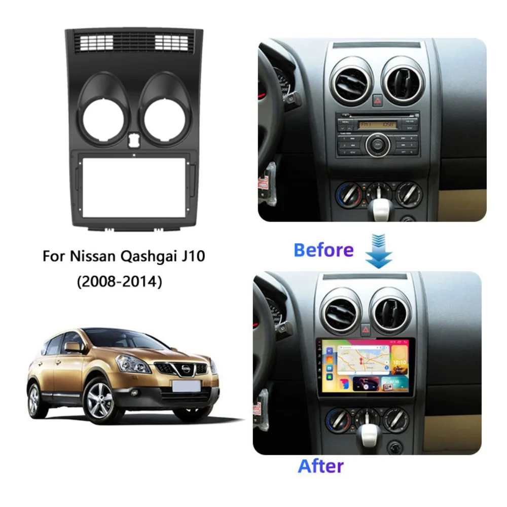 for Nissan Qashqai 2008-2014 2 DIN Car DVD Frame - 22.86 cm Touchscreen Audio Dash Trim Kit