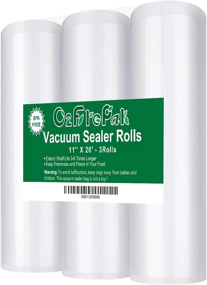 

3 Pack Heavy Duty Vacuum Sealer Bags Rolls, BPA Free, Cut to Size for Sous Vide Storage (Total 60 feet)
