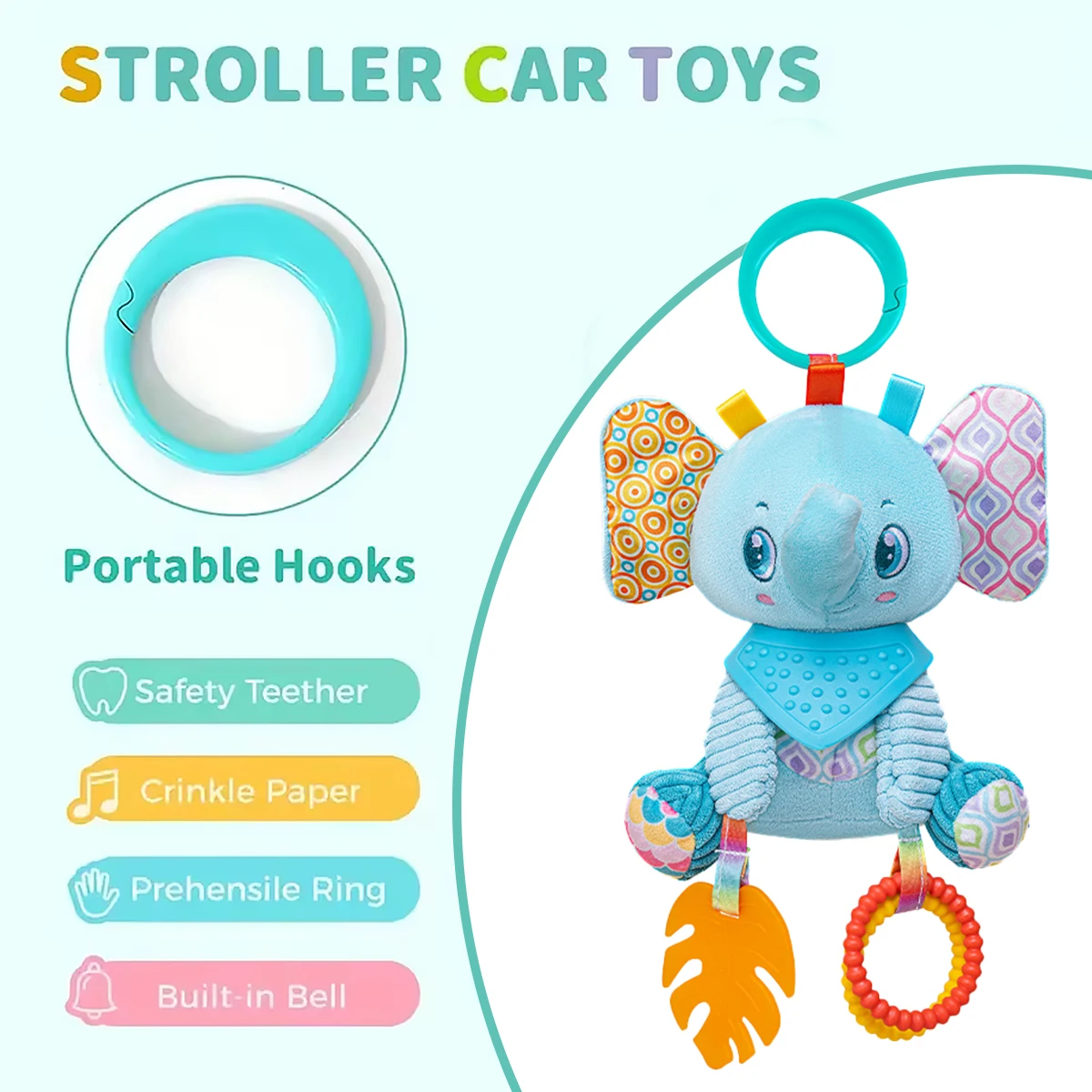 لينة معلقة التجعيد صار الحسية LearningToy عربة مقعد السيارة سرير السفر أفخم الحيوان الرياح الرنين مع عضاضة بنين بنات