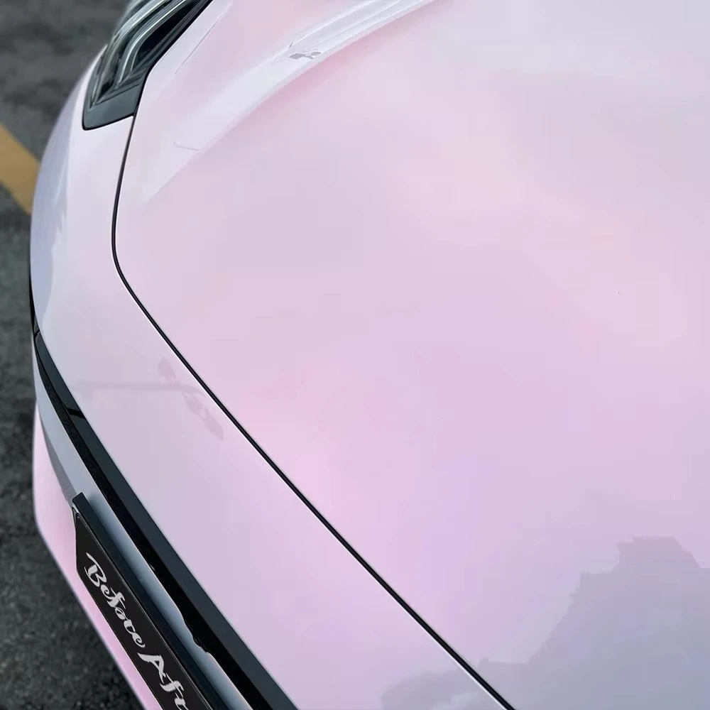 Air Bubble Free Chameleon Gloss Metallic White Pink Iridescent Car Vinyl Wrap Glitter Holographic Rainbow Auto Wrapping Film view 6