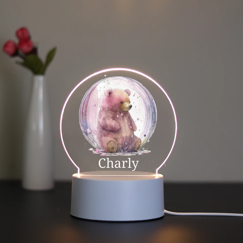 1 personalized customization with love pink bear 3D Visual Design for Home Valentine's Day birthday gift for girlfriend