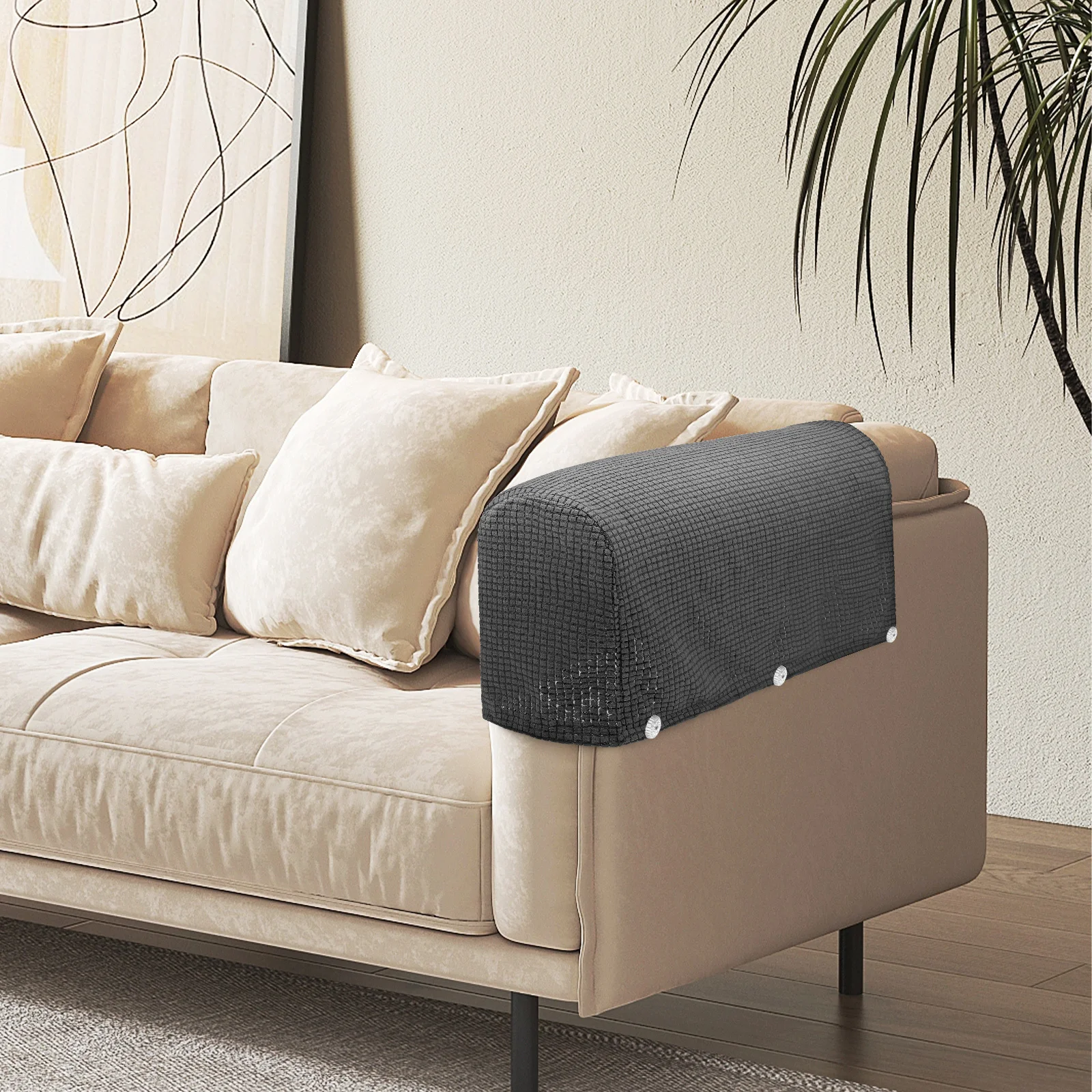 

4Pcs Sofa Arm Slipcovers Elastic Comfortable Fit for Chairs Recliners Furniture Protection Against Pets Sweat Stains Washable