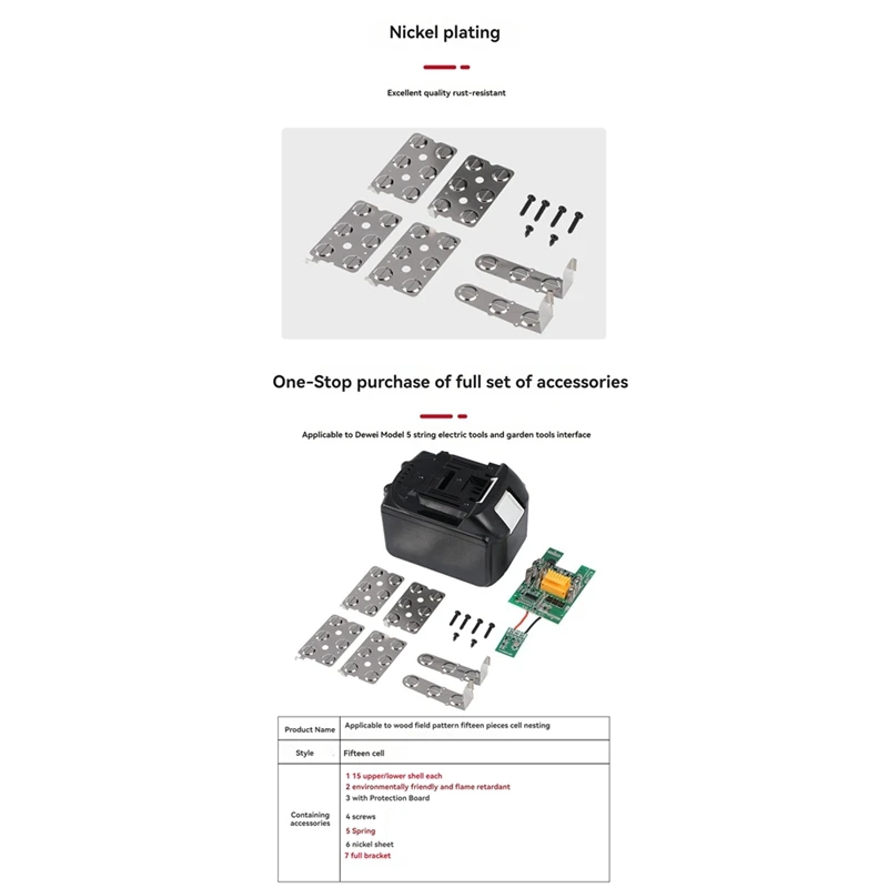 Caja de batería de iones de litio con tablero protector de batería de litio para Kit de caja de batería de herramienta de batería Makita de 15 celdas