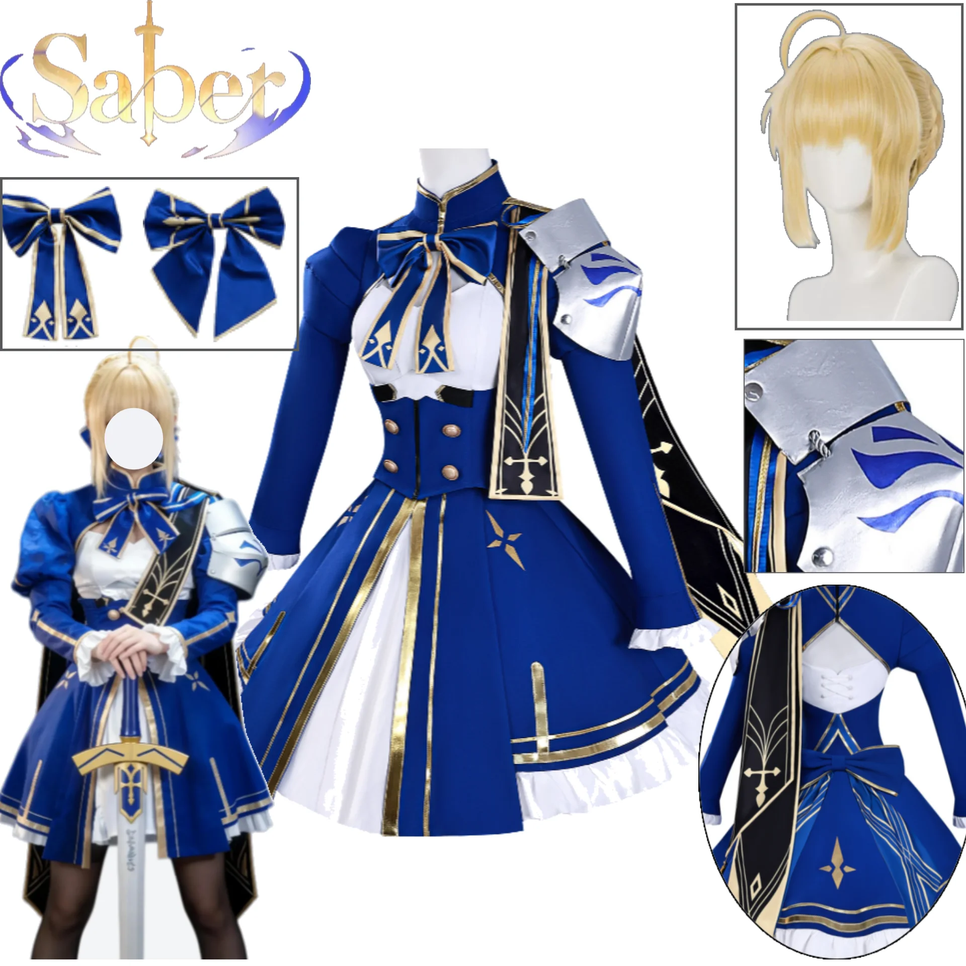 costume-de-cosplay-saber-honkai-star-rail-x-fate-saber-tenue-de-jeu-de-role-costume-de-cosplay-de-jeu-d'anime-perruque-pour-fete-d'halloween