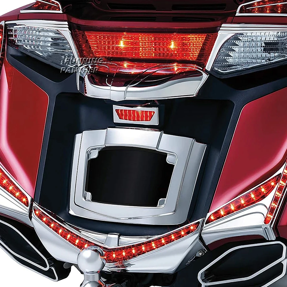 لهوندا جولدوينج Goldwing GL1800 GL 1800 F6B 2012 - 2017 دراجة نارية الخلفية لوحة ترخيص هود تقليم كروم اكسسوارات جديد #3