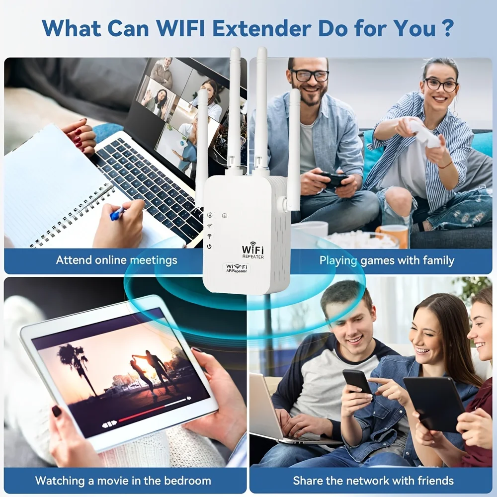 Dual-Band WiFi Extender - 2.4GHz High-Speed Wireless Signal Booster, High Penetration, Strong Signal, WPS Security Mode