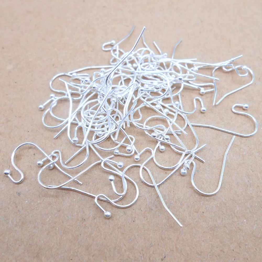 100PCS New Arrival Earring Findings Genuine 925 Sterling Silver Jewellery Ear Wire S Ball Hooks DIY Handmade Collections
