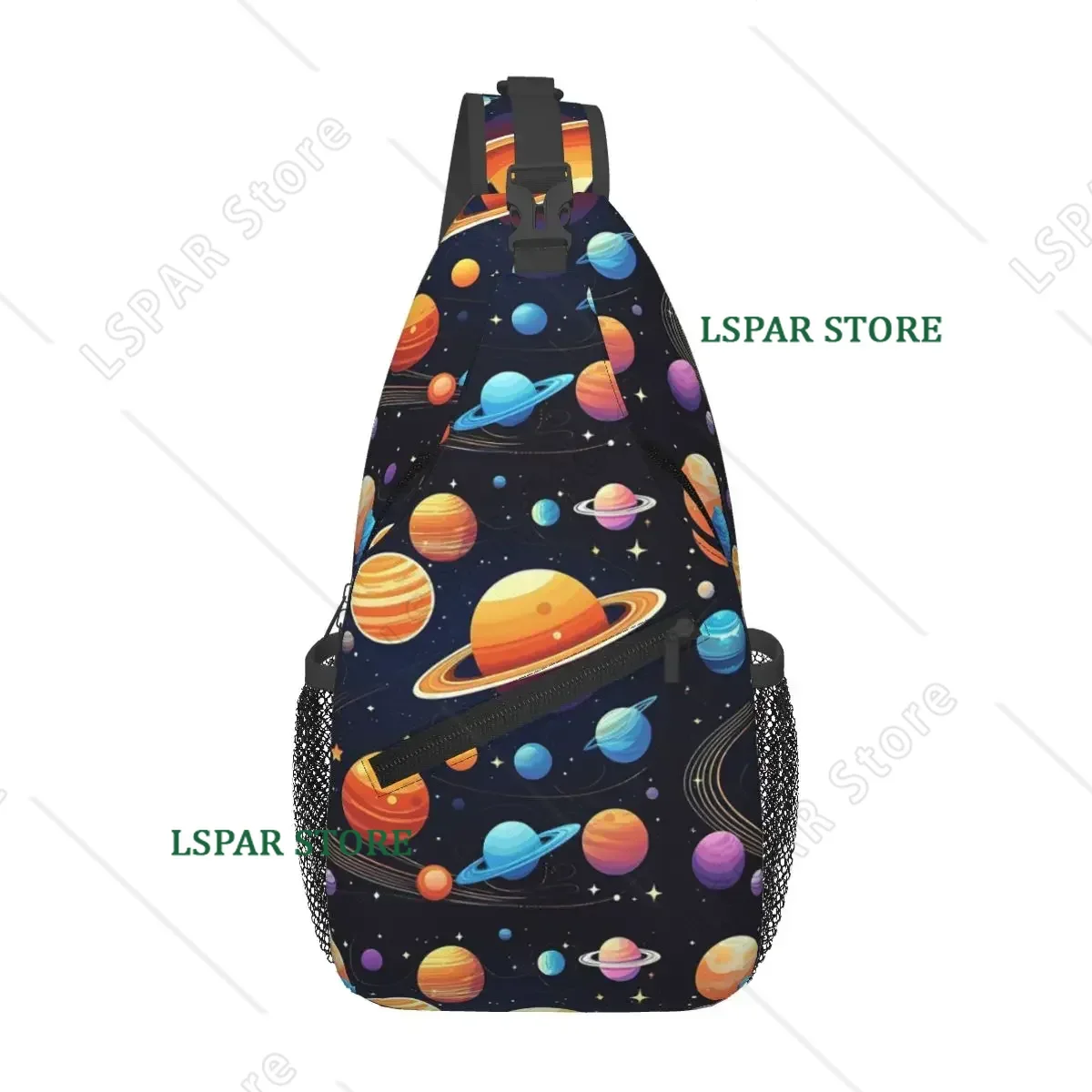 Solar System Space Planets Universe Chest Bag Men Sling Crossbody Backpack Chest Bag Travel Hiking Daypack Shoulder Bag