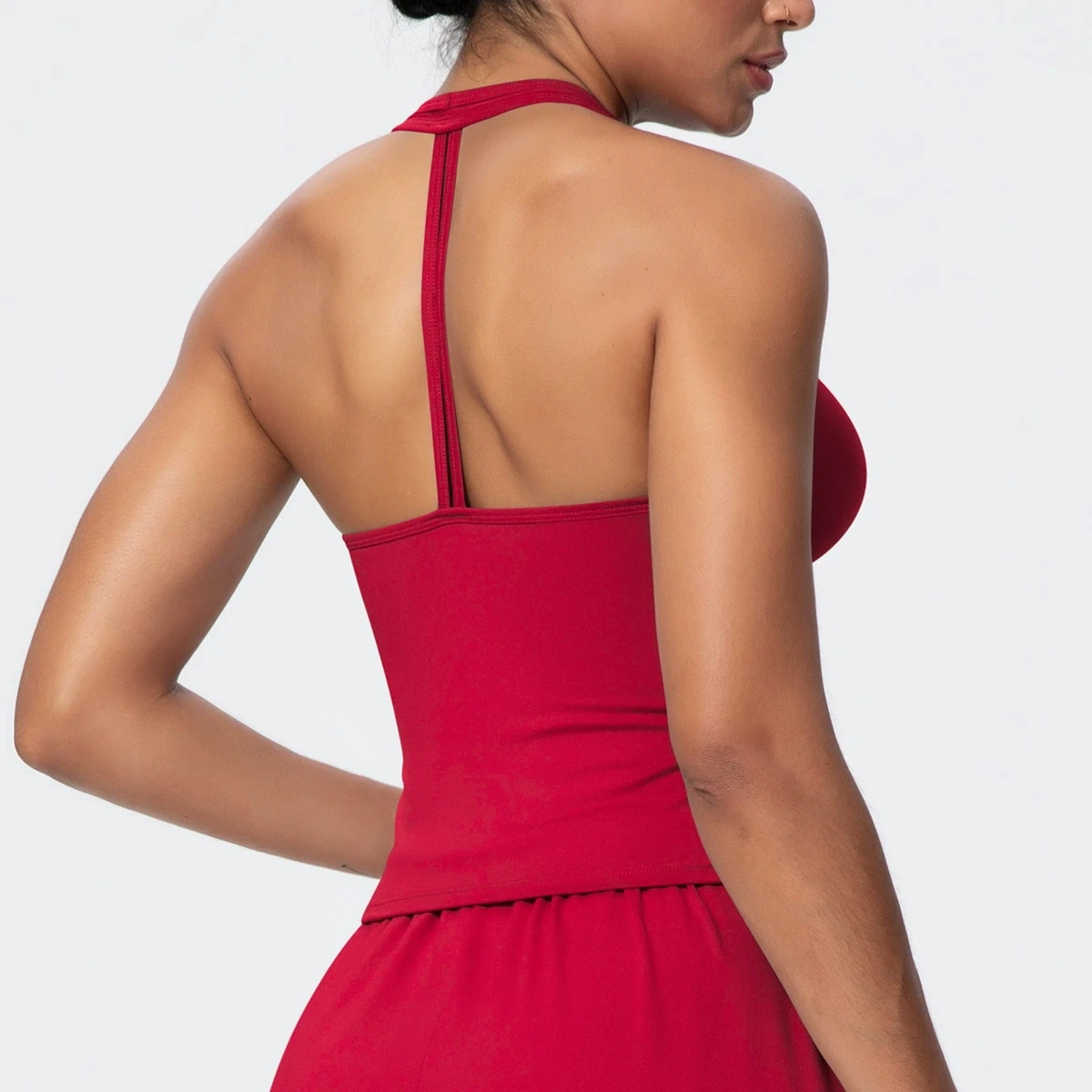 No Logos Woman's Running V-shaped Vest Padded Tight Back Slim Shoulder Strap Fitness Workout Outdoor Recreation Sportswear Vests