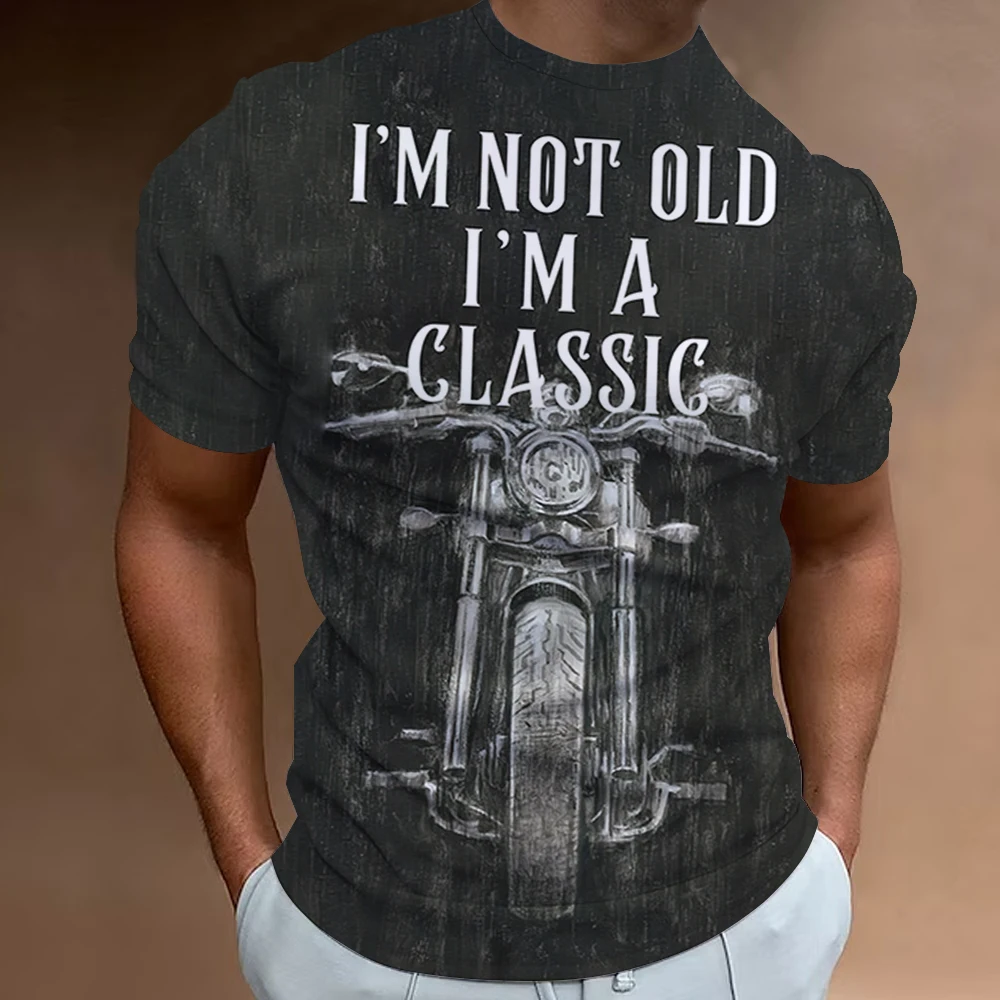 Vintage Motorcycle T-shirt Men 3D Car Print Short Sleeve Tops Street Ride Biker T Shirt For Mens T Shirt Oversized Tee Shirt Man