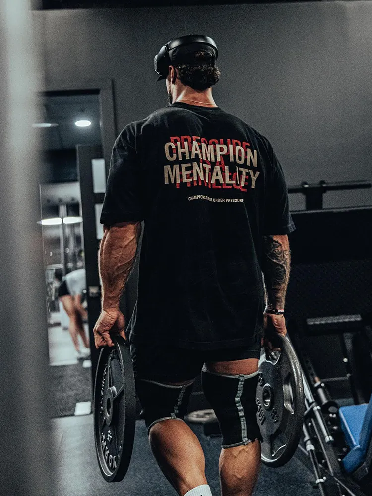 GYm Chris Fitness Loose Short-sleeved T-shirt Breathable for Sports Pure Cotton Five-quarter Sleeve Four-time Champion