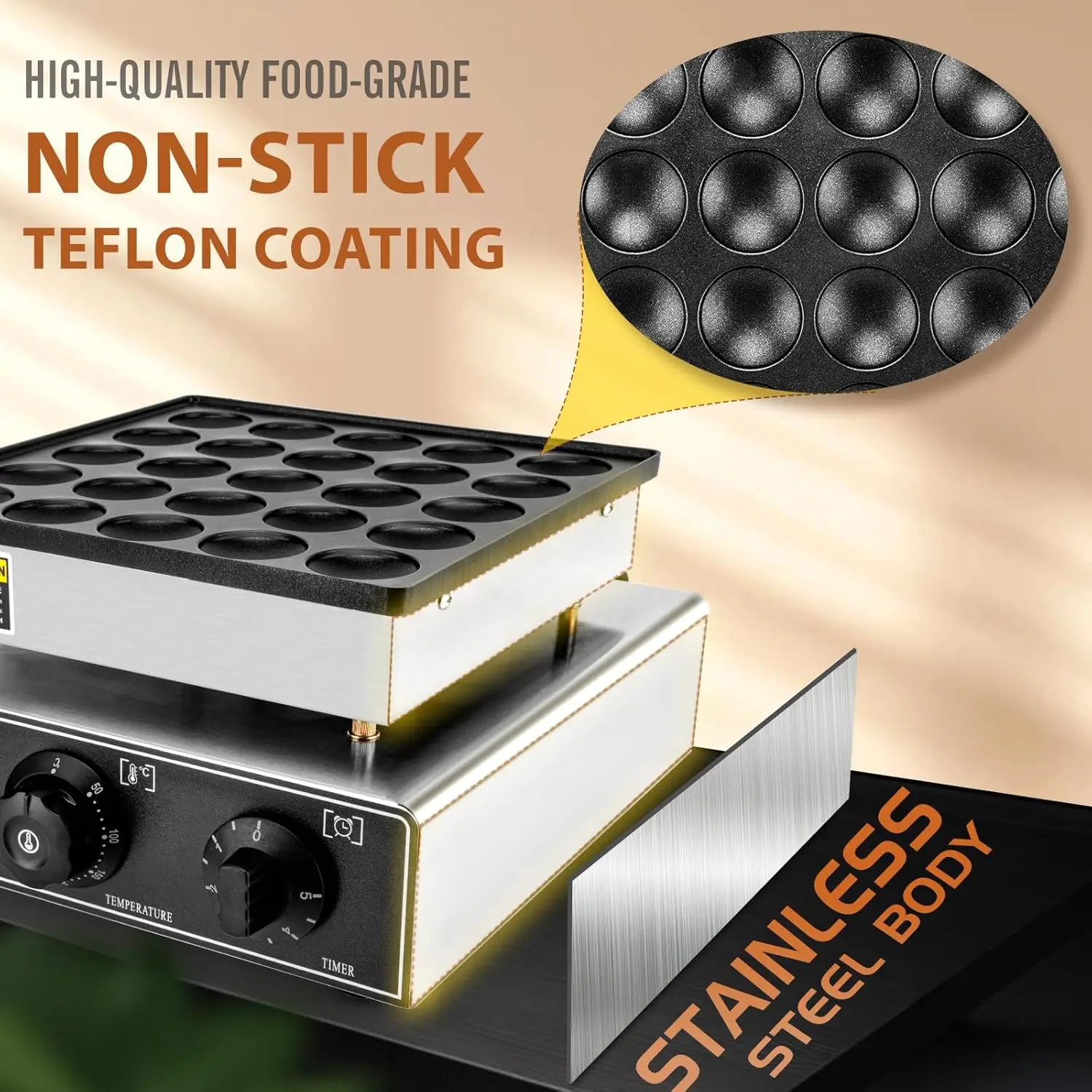 Mini máquina para hacer panqueques de 25 uds, Mini máquina eléctrica para hacer panqueques de 110V, Mini máquina para hacer panqueques holandeses comerciales, tortitas pequeñas antiadherentes