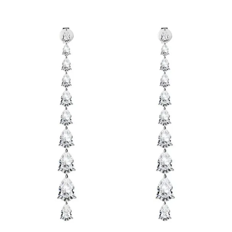 

ZOCA Real 925 Silver Long Earring High Carbon Gemstones Heart Drop earrings For Women Fine Jewelry
