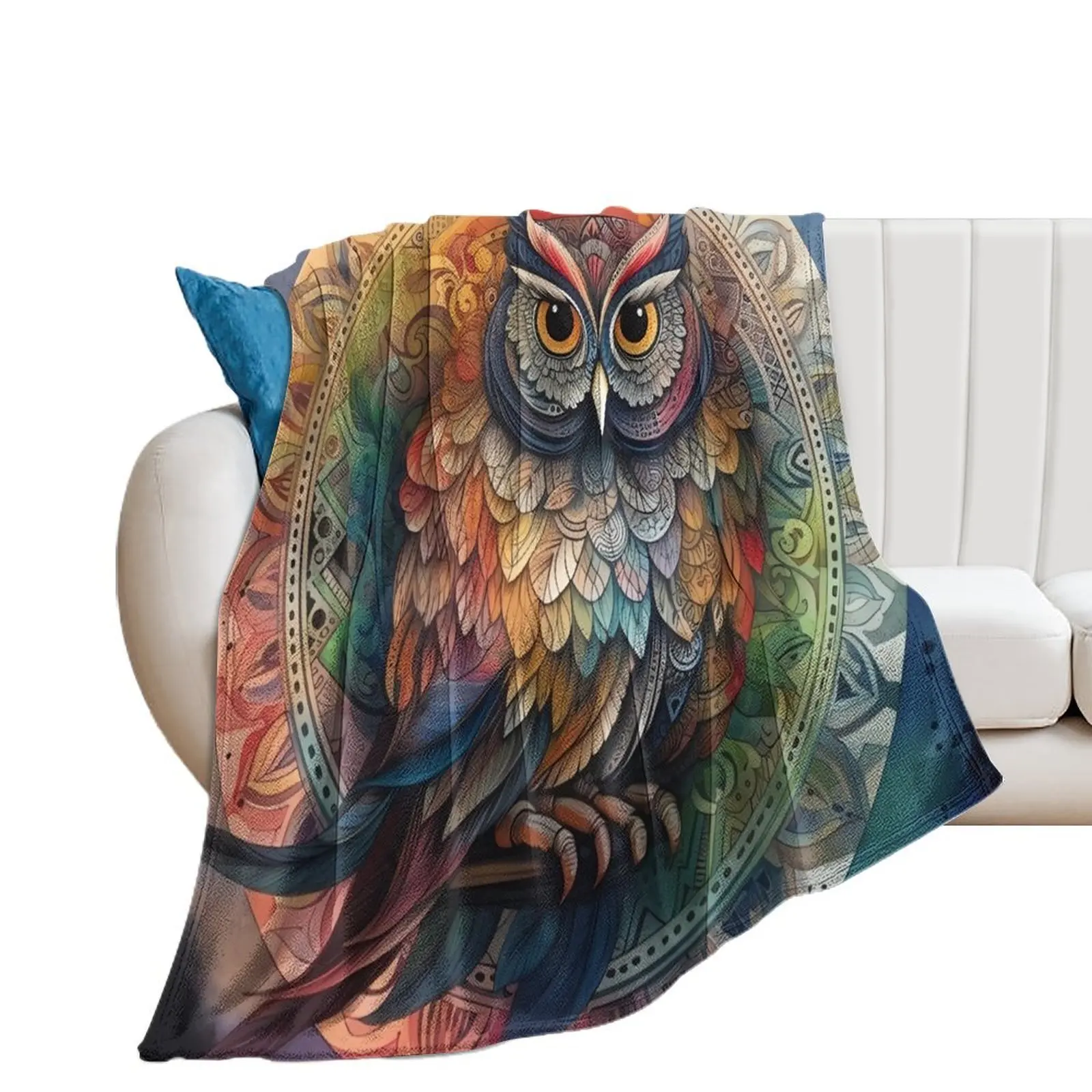 

Mandala Owl decor Throw Blanket Bed Fashionable Beautifuls Sofa Throw Soft Beds Blankets