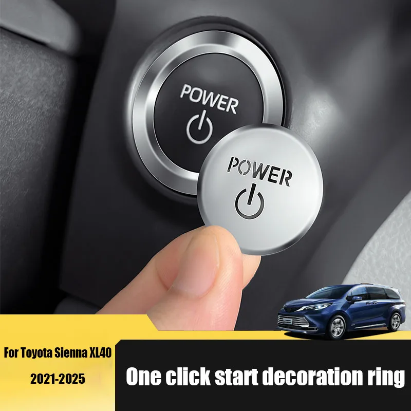 One click start decoration ring aluminum alloy material interior decoration parts for Toyota Sienna XL40 2021 2023 2024 2025
