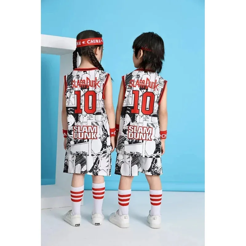 Traje de Cosplay del equipo de baloncesto escolar Shohoku de Anime para niños y niñas, conjuntos de ropa deportiva Sakuragi Hanamichi, trajes de Jersey para niños de 2 a 14 años