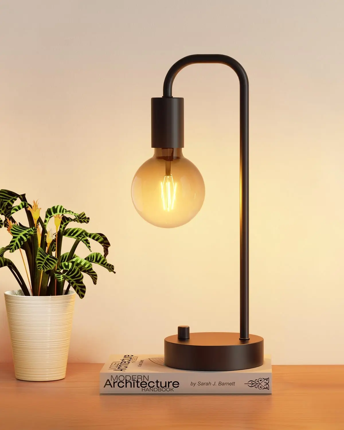 

Fully Dimmable Industrial Table Lamp with Warm Light Bulb for Bedroom, Living Room, Office (Bulb Included)