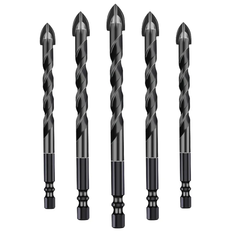 3-12mm Cross Hex Tile Drill Bits Set High Hardness Hard Alloy Triangle Bit Fast Drilling for Glass Ceramic Concrete Brick Metal