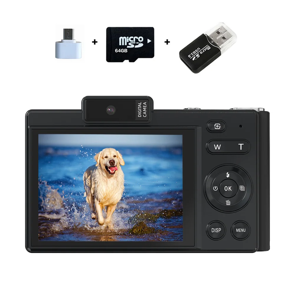 Retro-Digitalkamera, 48MP, 2,8 Zoll HD-Display, Dual-Kamera, Autofokus, 16X Digitalzoom, tragbare KinderKamera, Selfie-Kamera