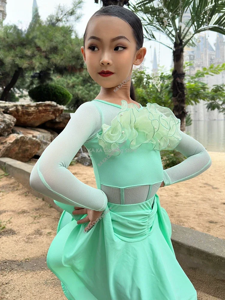 Rumba Tango Latin Dance Dress Girls Competition Ballroom Dance Dresses Kids Latin Samba Dance Clothes Child Performance Costumes