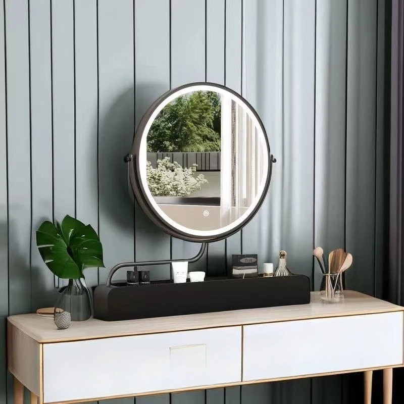 Desktop vanity mirror storage box, integrated vanity mirror