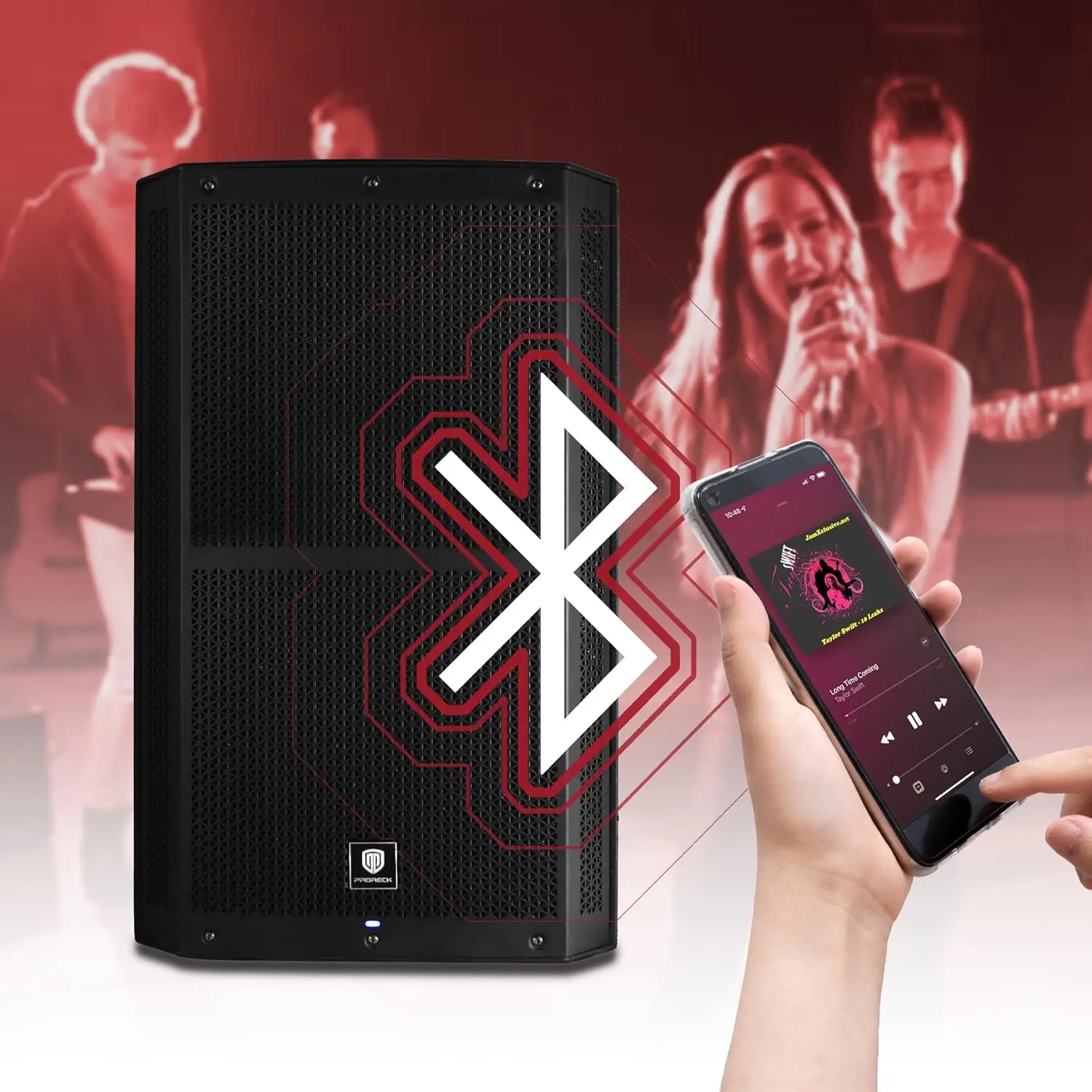 PRORECK SP-15 15-Zoll 1400 W P.M.P.O Stereo-Bühnenmonitor, 3-Kanal-Eingänge PA-Lautsprecher mit Bluetooth/DSP-Prozessor