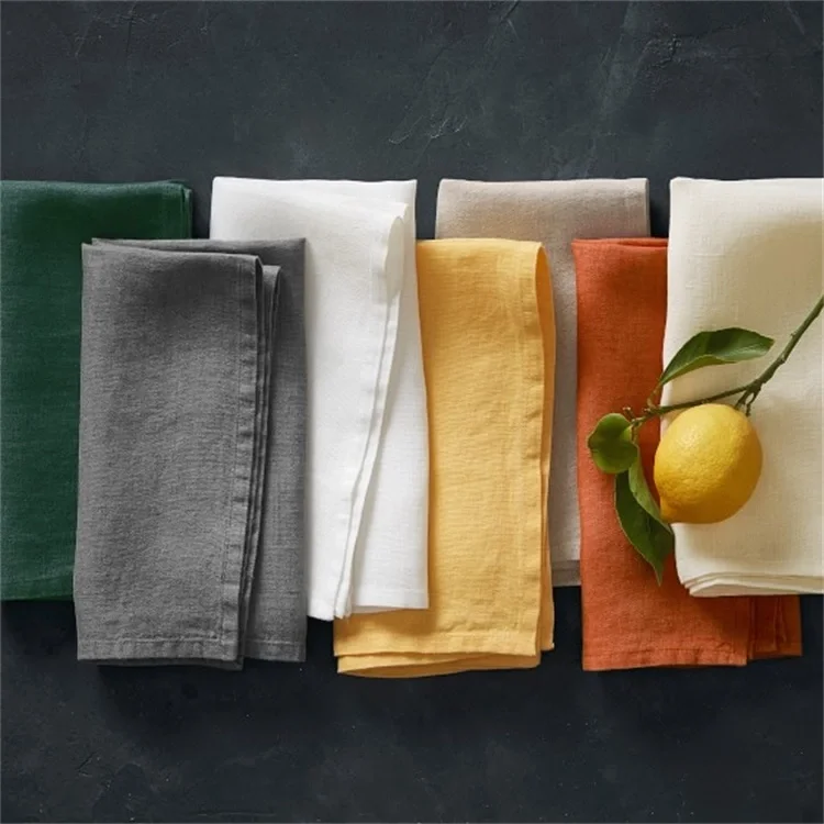 100% French linen table napkin stone washed linen napkins