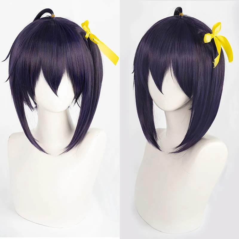 

Wig Cosplay Anime Purple Girl Short Human Hair Personality Fashion Simulated Hair High-temperature Silk Festival Party Full Wigs
