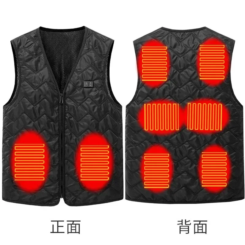 8 area USB Smart Heat Vest  Men Women Winter Outdoor cycling  Mountaineering Hiking Travelling Hooded Waistcoat