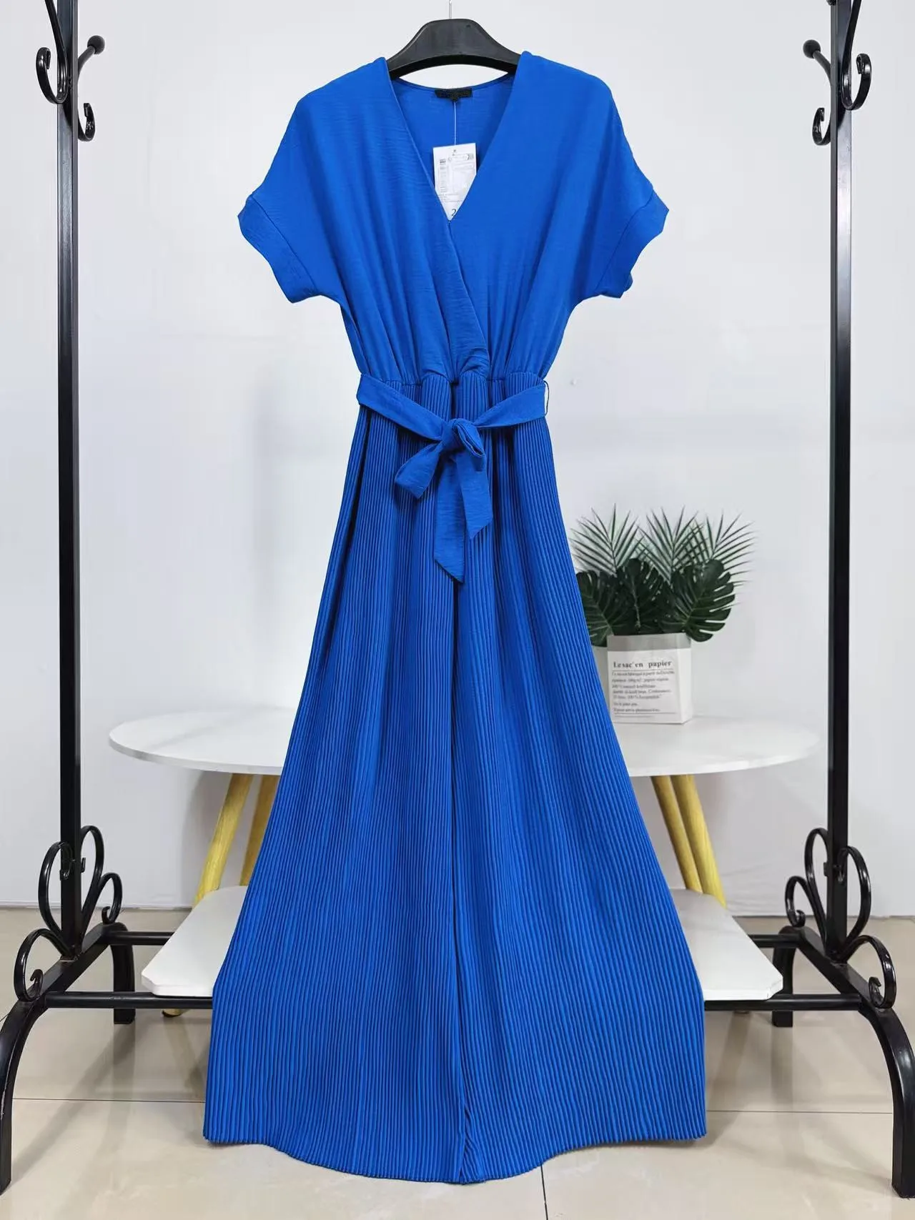 

Sli White-flattering Deep V-ne DP29 European Design One-piece High-waist Straight-leg Wide-leg Pants Suit