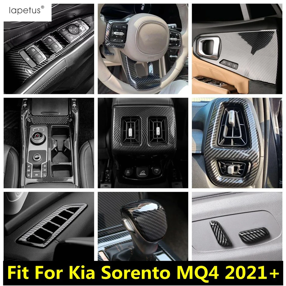 

Gear Shift Panel / Head Lamp / Steering Wheel / AC Air Vent Cover Trim Carbon Fiber Accessories For Kia Sorento MQ4 2021 - 2023