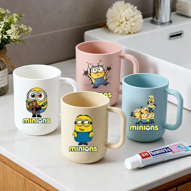 400ML Minionsed Home Water Cup Cartoon Anime Brushing Cups Fashion Large Capacity Rinsing Cup Travel Portable Plastic Cups Gifts