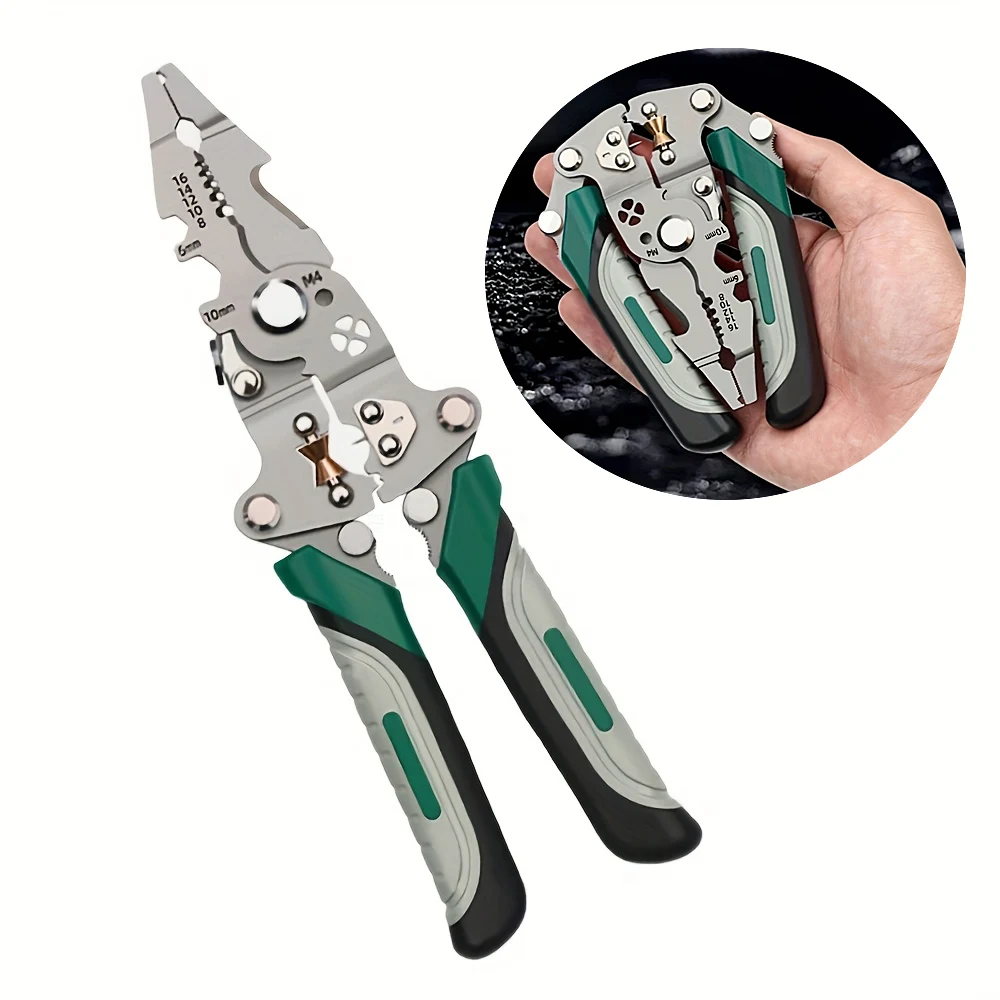 Descascador de fio dobrável atualizado, alicate multifuncional, cortador de cabo, crimper, eletricista, ferramenta de descascador de fio