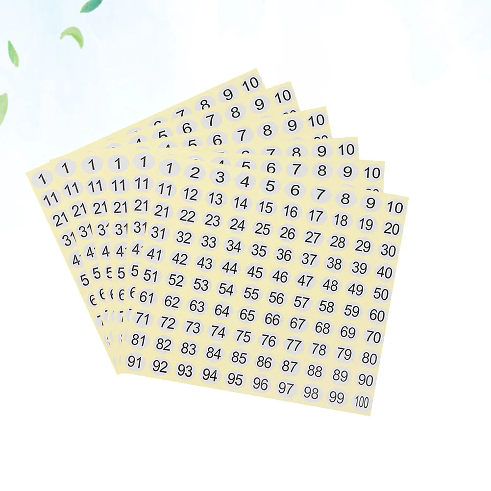 30 Sheets Number Stickers 1-100 Arabic Self-Stick Decorative Educational Math Supplies for Cards Craft Classroom Decoration