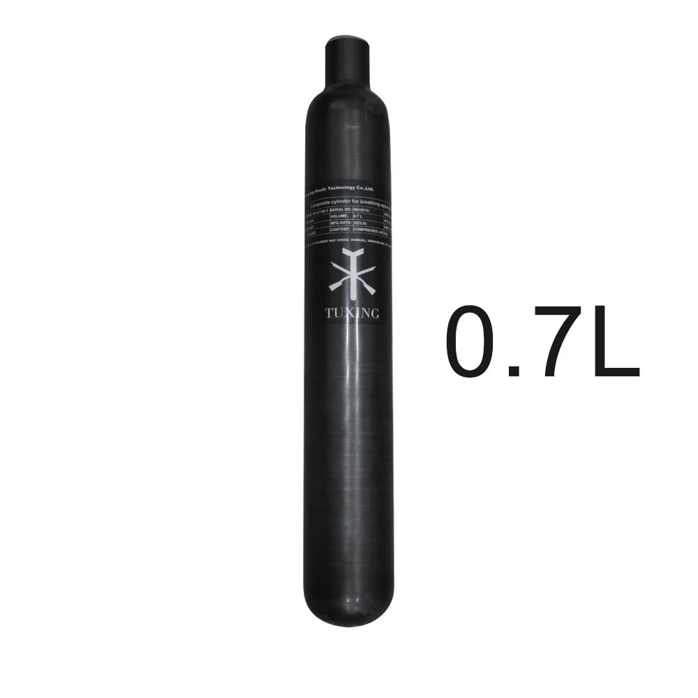 Imagem -02 - Tuxing 300bar 4500psi 0.7l 700cc Cilindro de Fibra de Carbono Hpa Tanque 30mpa Garrafa de Alta Pressão para Mergulho fx Rosca M18*1.5