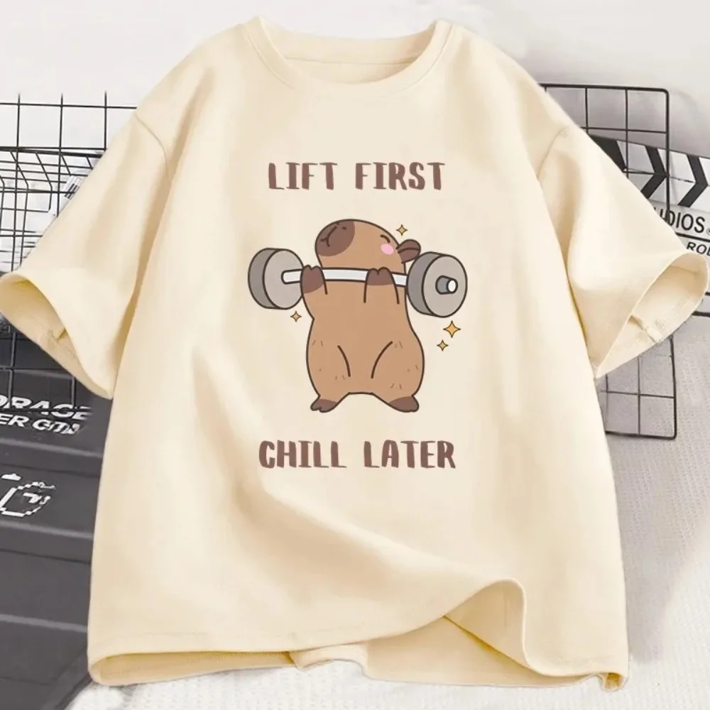 Übergrößes Capybara Gym T-Shirt Damen Sport-Tee Workout Fitness T-Shirt Top Unisex Mode Harajuku Kawaii T-Shirt Y2K Kleidung – Detail 5