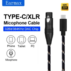 TYPE-C USB-C Dynamic Microphone iPad Mobile Laptop Recording Cable to XLR 3-PIN Female Microphone Cable