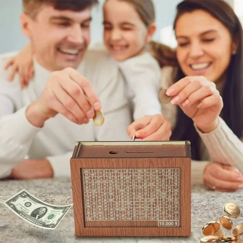 خشبية أصبع البنوك الدولار صناديق النقود تخزين الصدر الخشب خمر المال عملة قفل صناديق مجوهرات ديكورات المنزل المنظم الهدايا