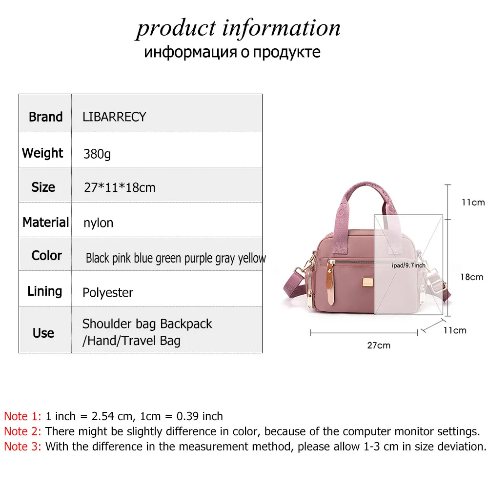 Women Casual Bolsos Messenger Bag Waterproof Nylon Shoulder Bag Large Capacity Mom Handbags Tote Crossbody Pack Sac A Main Purse