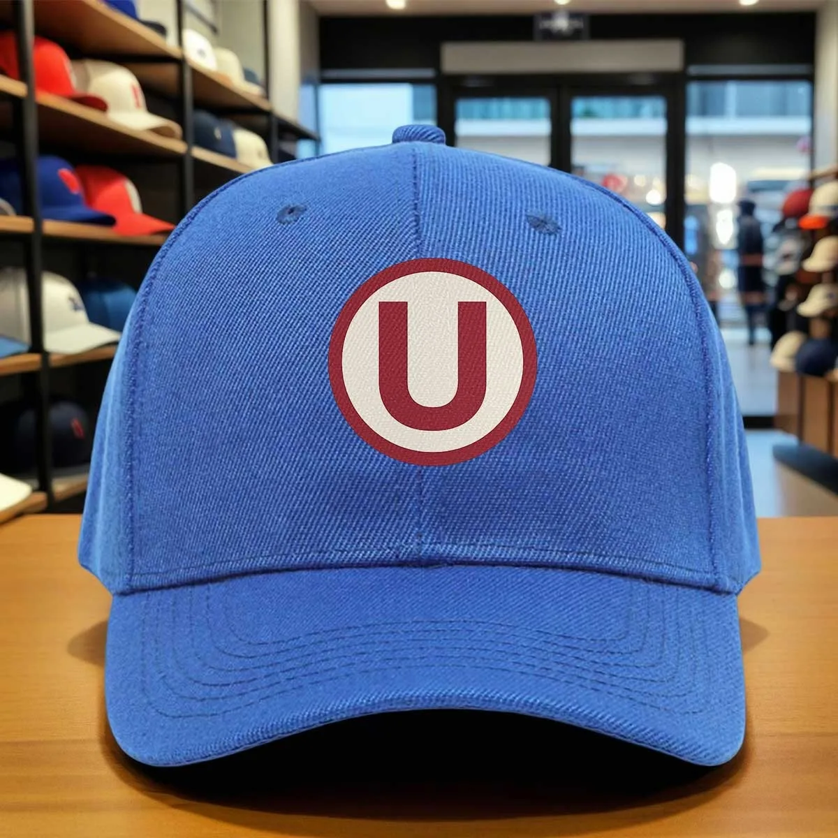 Minimalist Red U Letter Logo Baseball Cap, Classic Circular Design, Adjustable Casual Hat