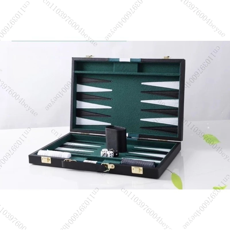 15 High Quality Travel Size Leather Backgammon Board Game Set 15 Inch