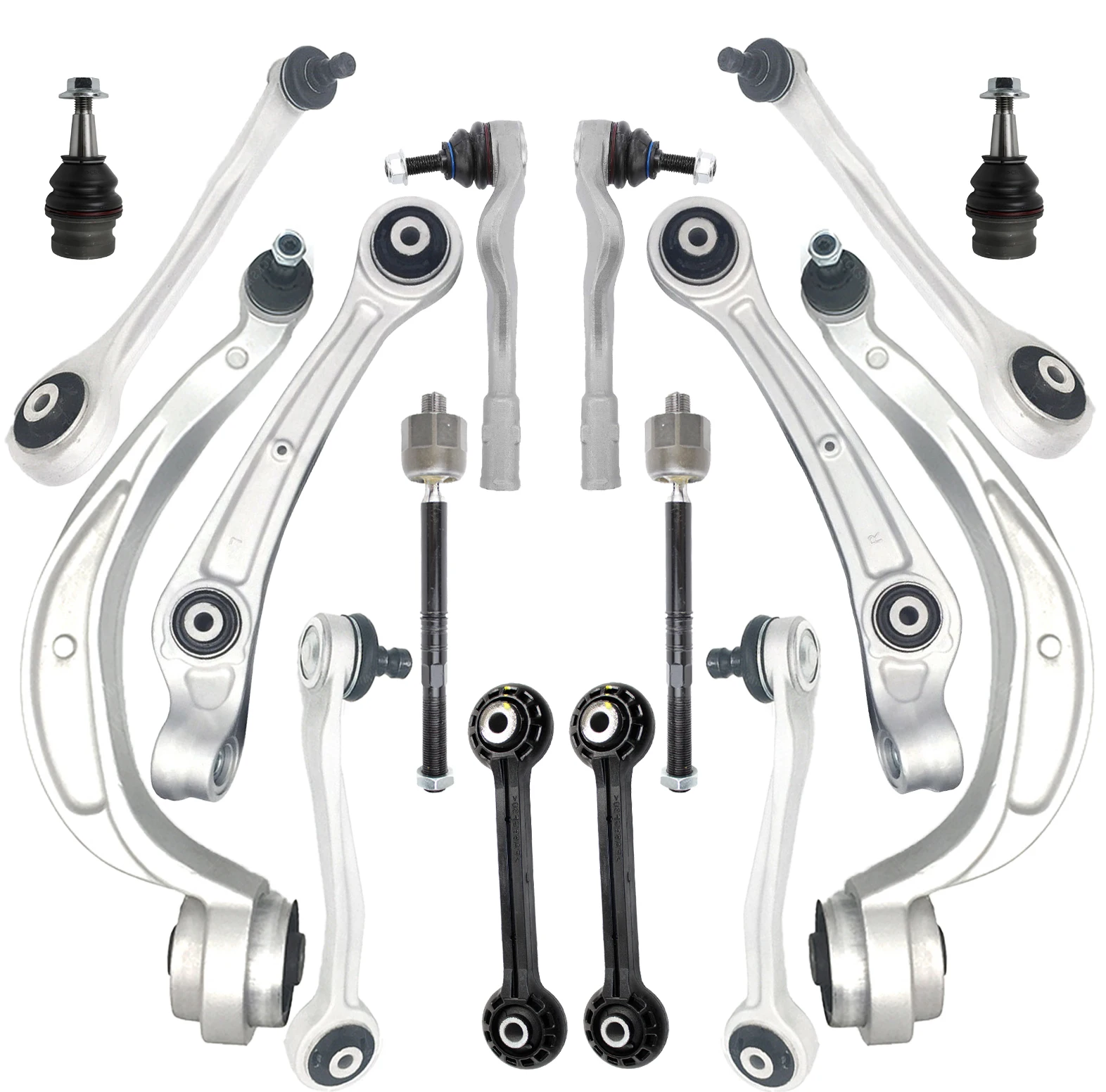 Svenubee 16pcs Front Upper Lower Control Arm with Ball Joint Set for Audi A4 B8 A5 A6 A7 2007 2008 2009 2010 2011 2012 - 2017