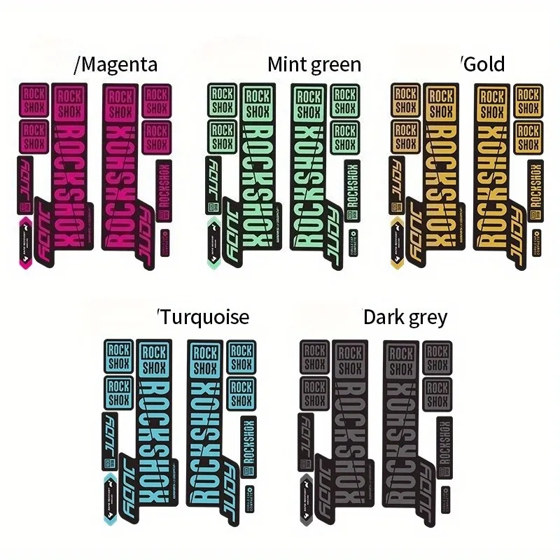 1SET Mehrfarbige Blockbuchstaben-Gabelaufkleber, Wasserdichte Vinyl-Aufkleber für MTB-Federgabel-Modifikation