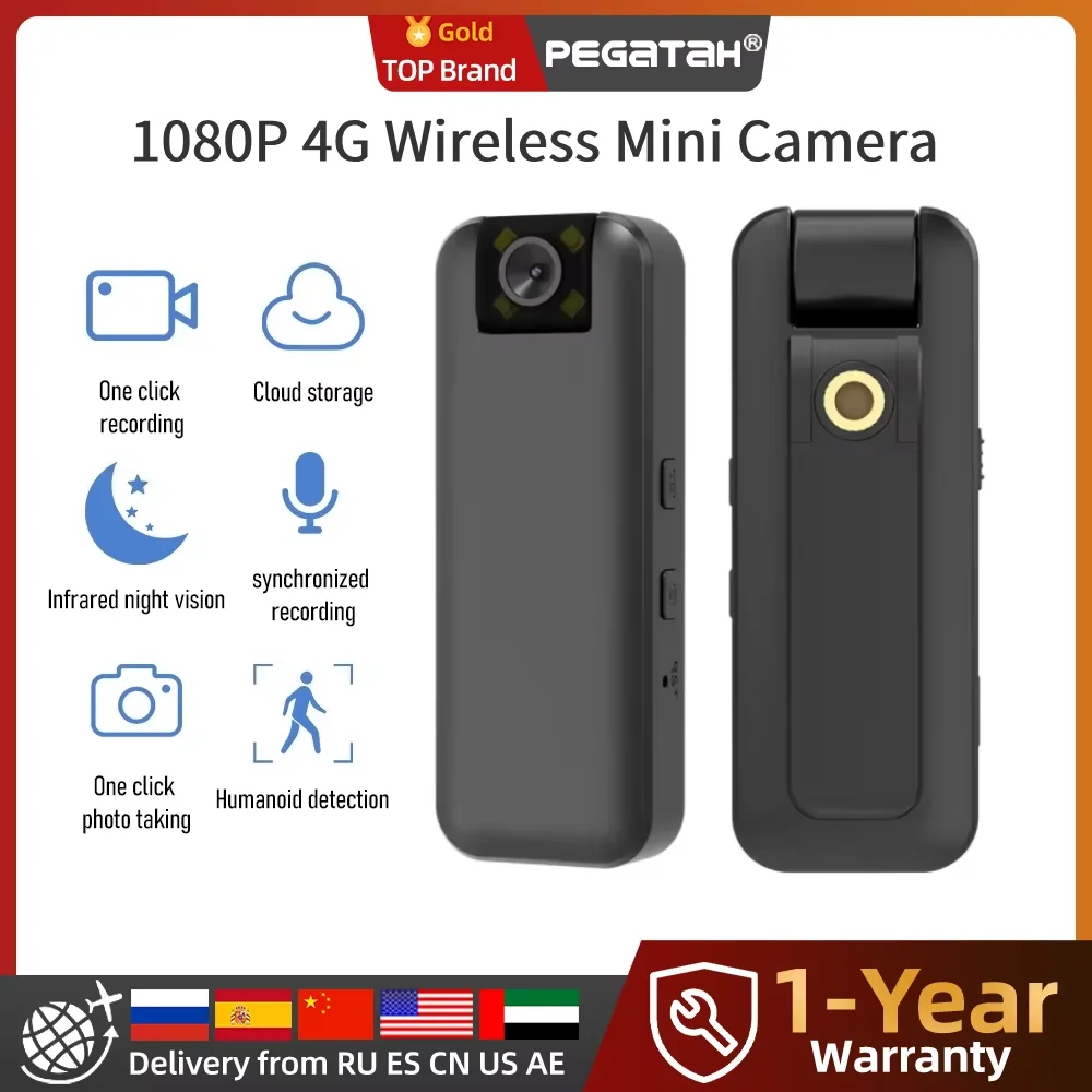 

4G Wireless Mini Camera 1080P High Definition Phone Remote Video Recorder Worn Police Small Body Cam Night Vision DV Camcorder