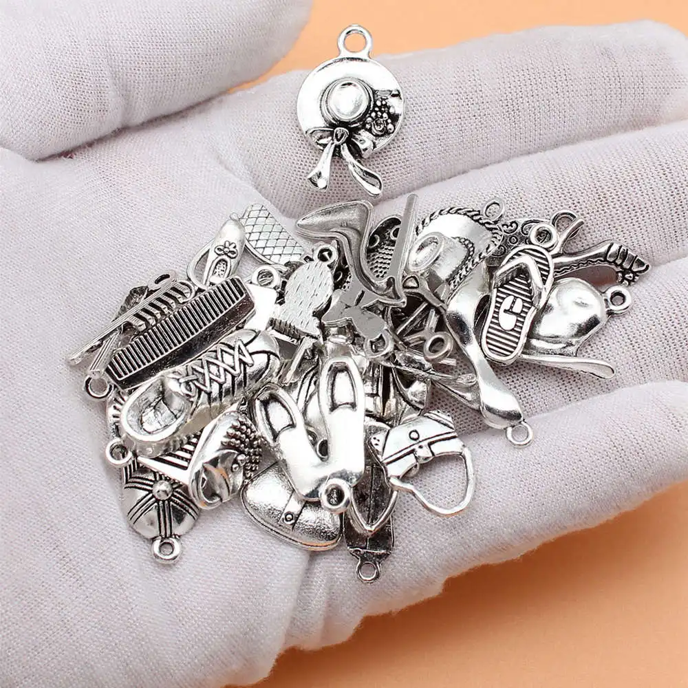 Charms For Jewelry Making Comb Hat Shoes Bag Lipstick Perfume Charms Collection  Vintage Couple Pendants 31pcs