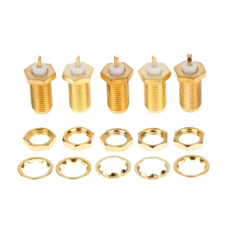 5Pcs SMA-KY RF Connectors SMA Female Nut Bulkhead Handle Deck Clip Solder Cup Perfect For Radio Antenna WiFi DIY Projects