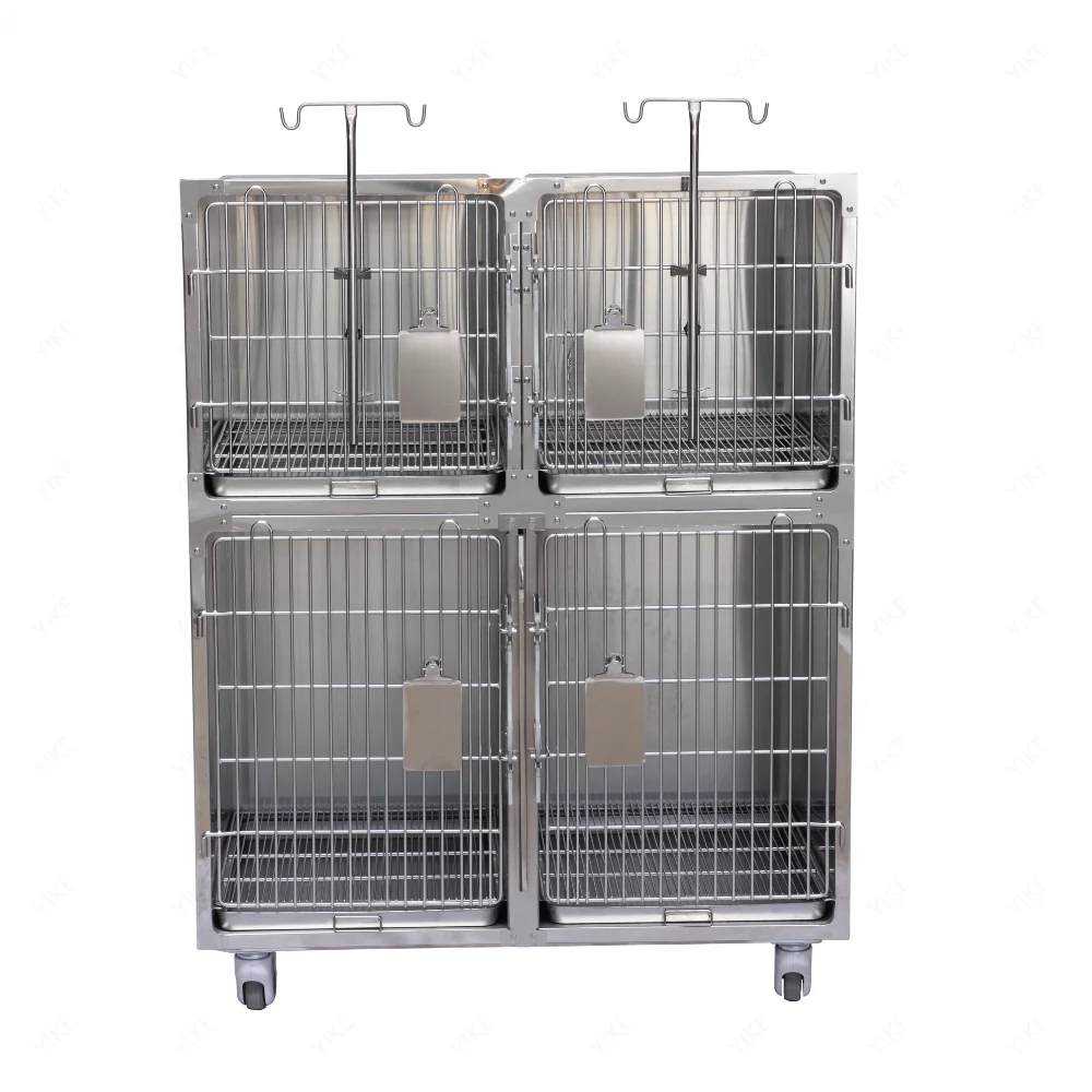 Smart F Vet HV-TC01 Professional Pet Cage 304 Stainless Steel Double layer 4 position Dog Cage