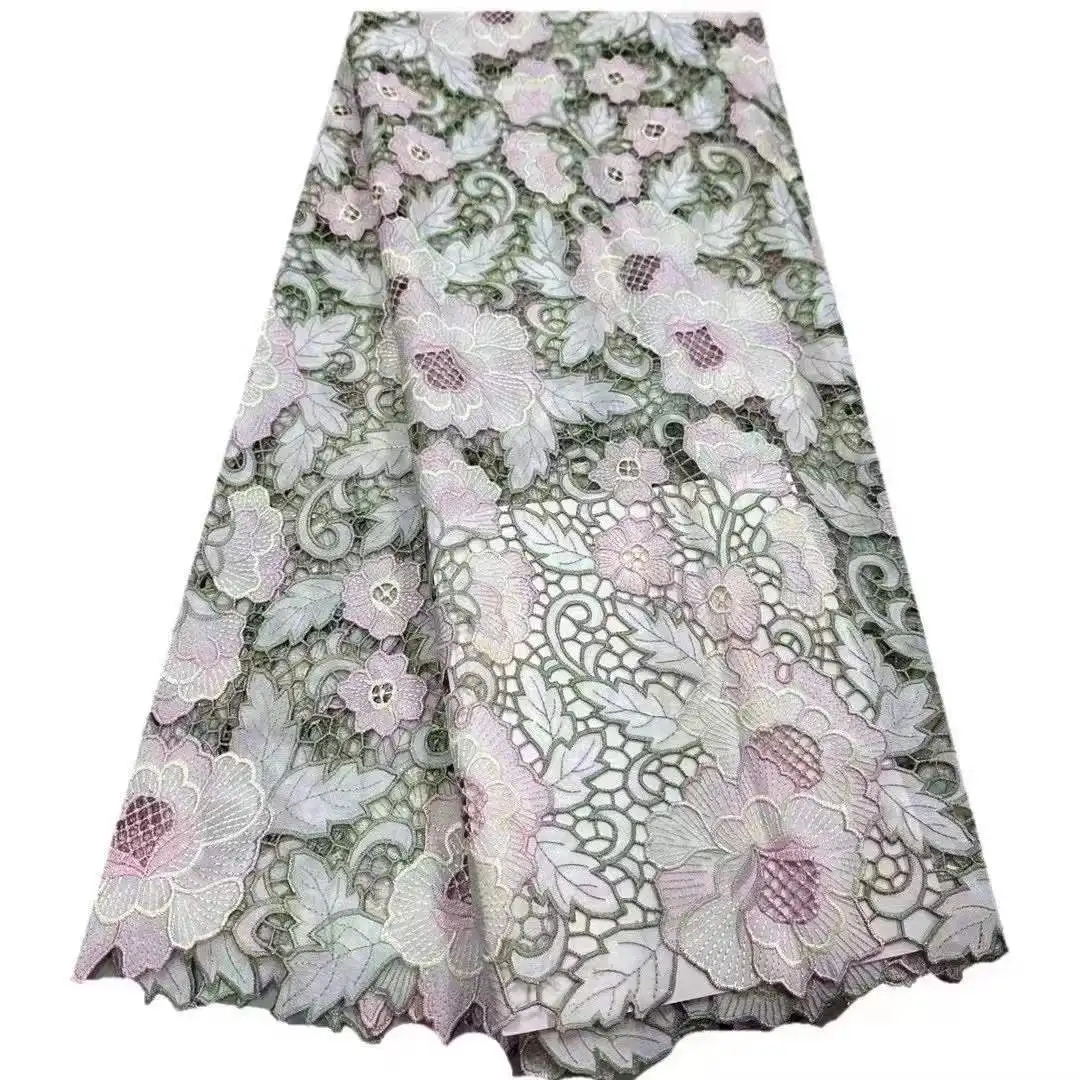 Kostenverkauf: Zarte, sehr weiche Baumwolle, Laserstickerei, hochwertiger Schweizer Spitzenstoff, Party-Abendkleid NN1568_R – Detail 19