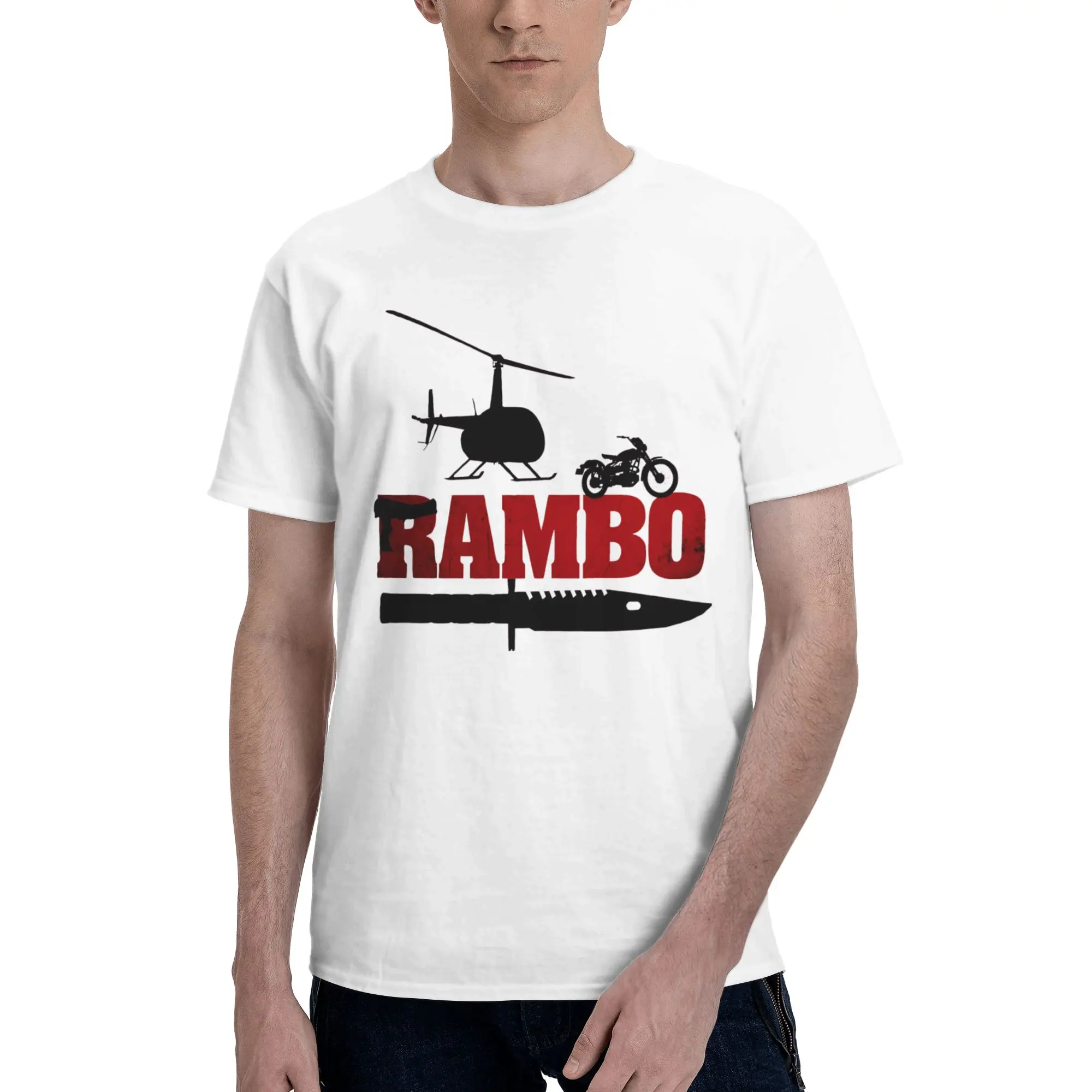 Men Women John Rambos Shirt Pure Cotton Graphic T-Shirt  Top Clothing